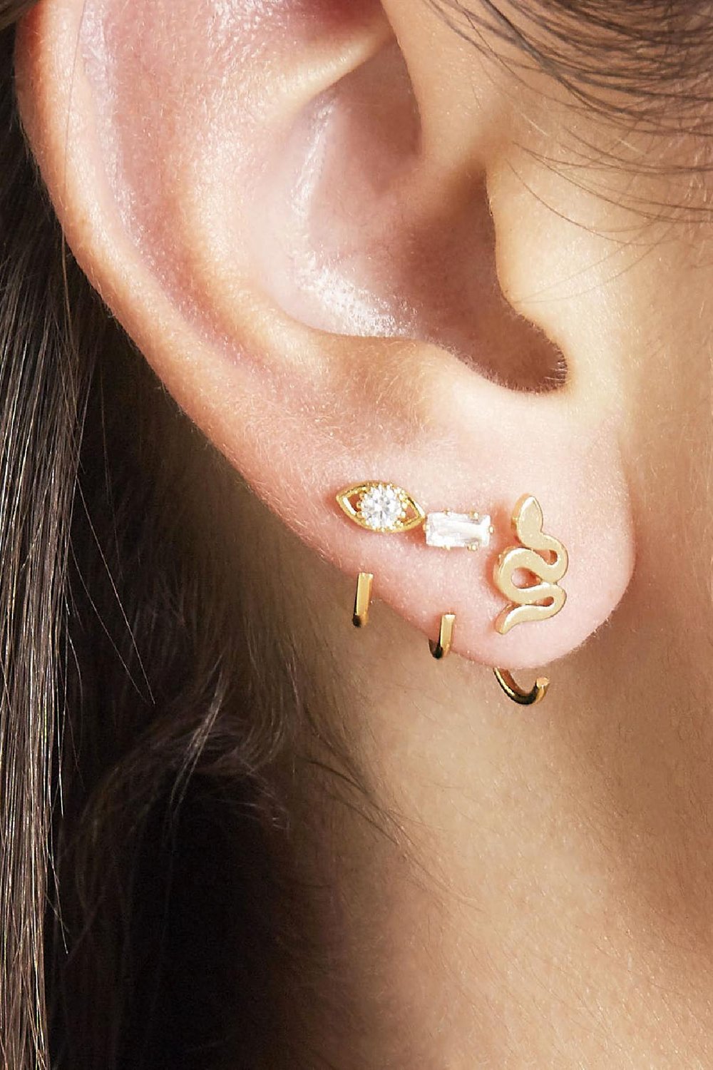 Boucles d'oreilles Huggies Square Zircon Cuivré h5Image2